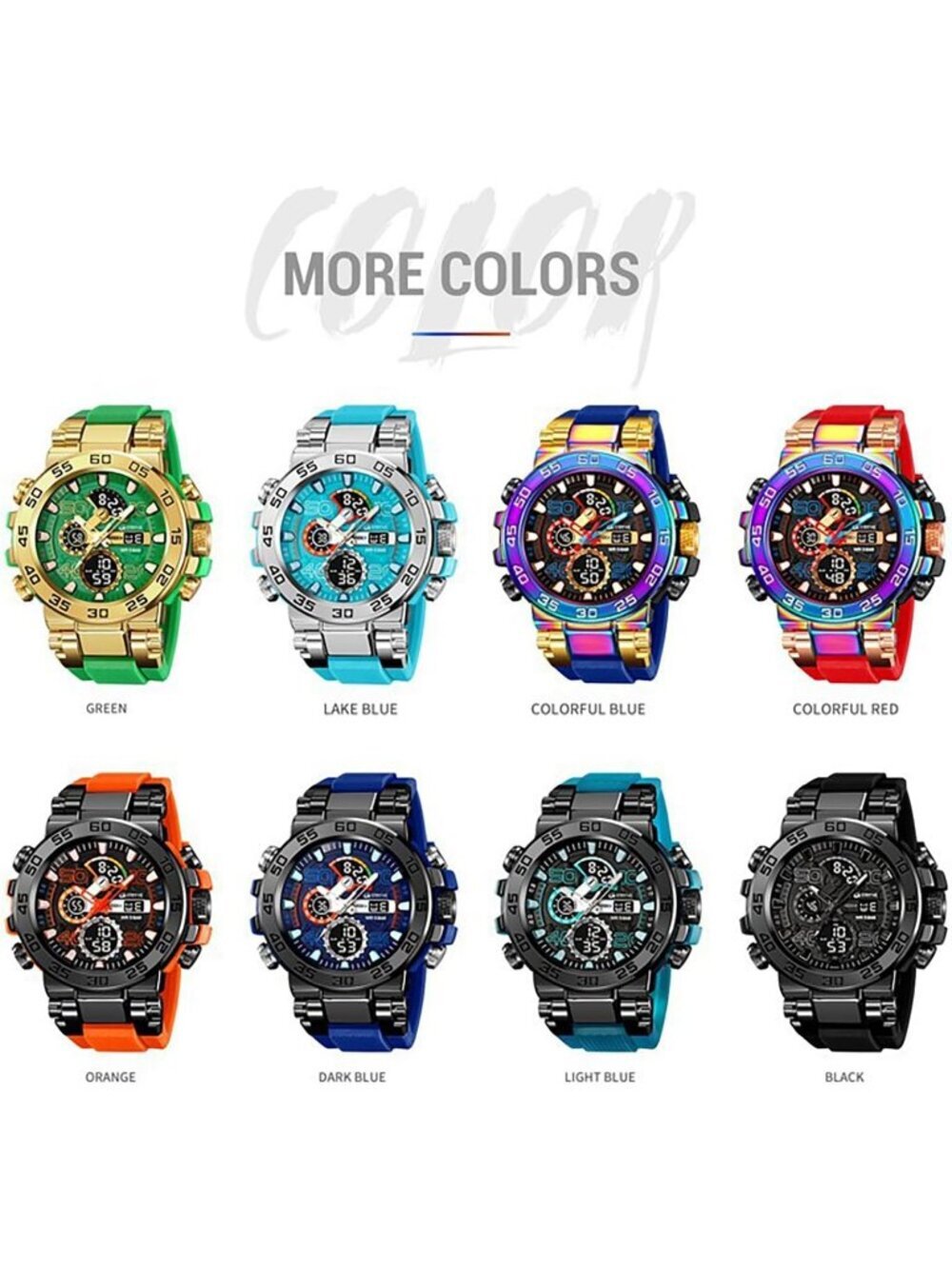 Men's Red Analog Quartz Waterproof Sports Outdoor Military LED Digital Watch - Picture 4 of 6